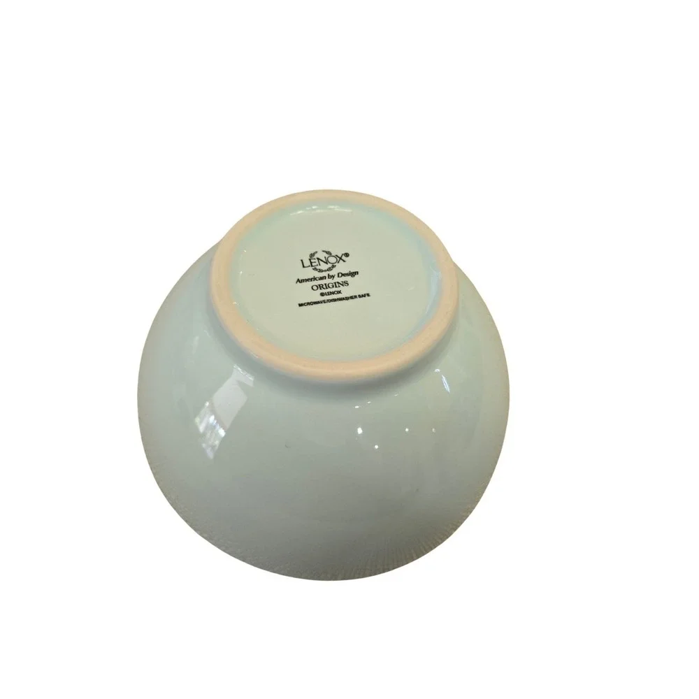 Porcelain cereal/rice/desert bowls,‎ Lenox Origins pattern, light Ice blue glaze
